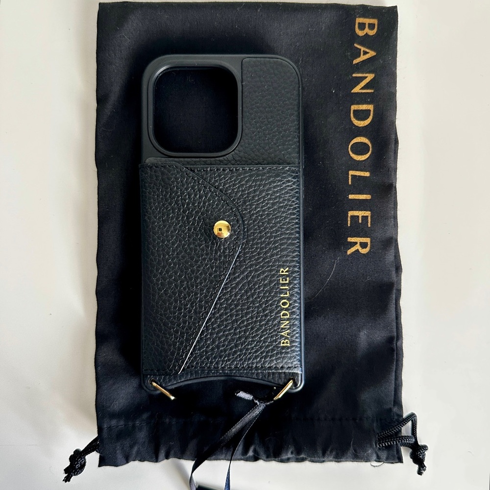 Bandolier Black Phone Case with Gold Accents